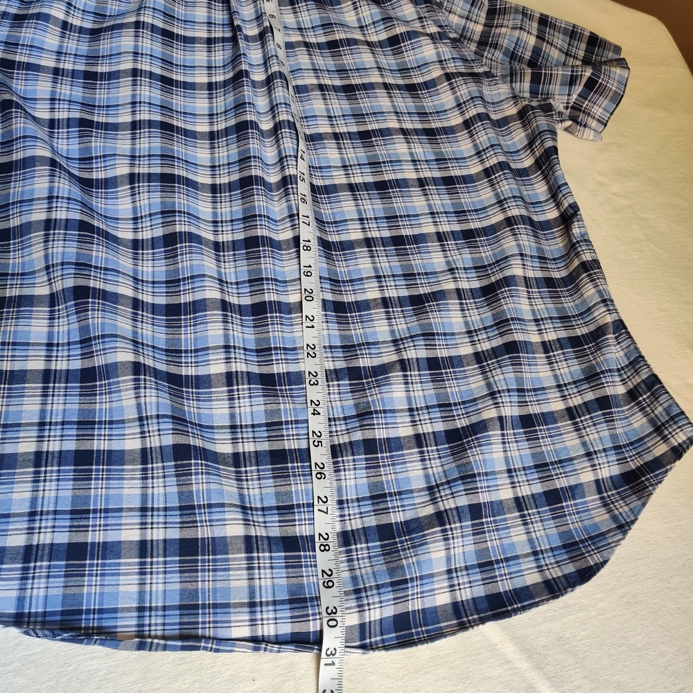 Ralph Lauren Men's 100% Cotton Blue Plaid Short Sleeve Button Down Shirt Size XL - Picture 11 of 14